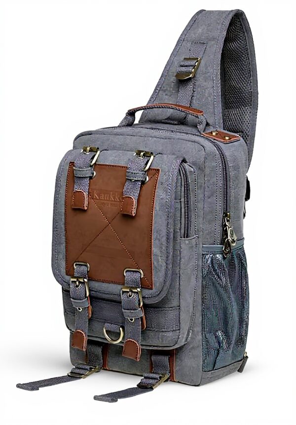 Sac de Poitrine Homme KAUKKO Toile Sport Loisirs 7.1 L Gris