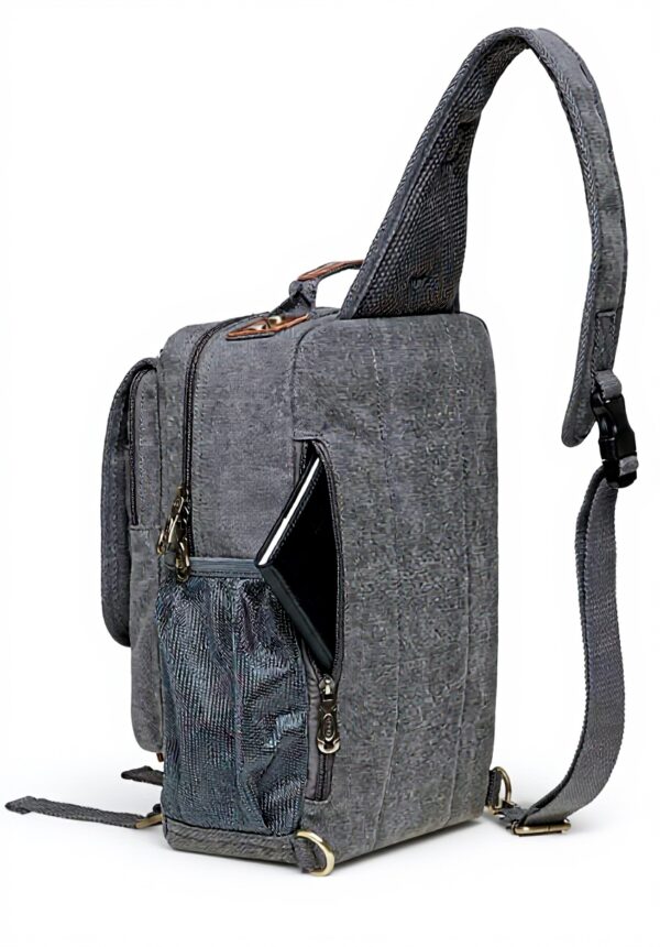 Sac de Poitrine Homme KAUKKO Toile Sport Loisirs 7.1 L Gris