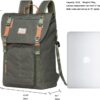 Sac à dos vintage KAUKKO durable ordinateur portable 14 vert-1