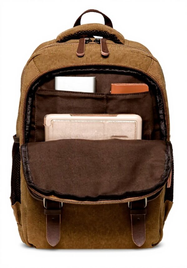 KAUKKO Sac à Dos Toile Vintage 24L Ordinateur 14 Pouces