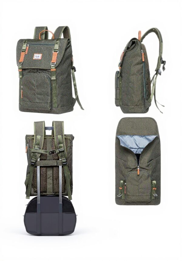 Sac à dos vintage KAUKKO durable ordinateur portable 14 vert