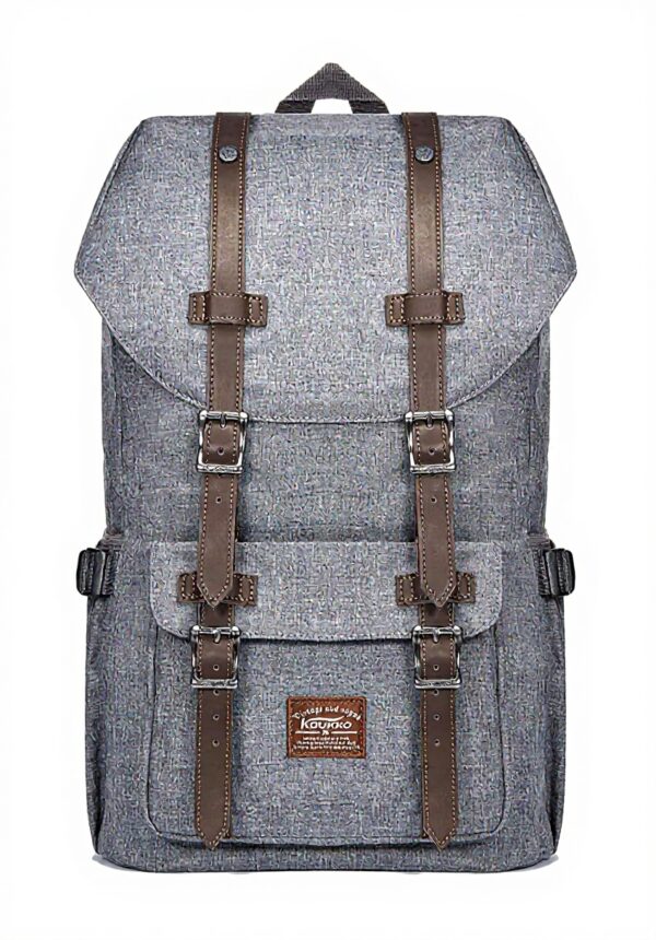 KAUKKO Sac à dos enfant gris, nylon, compartiment ordinateur