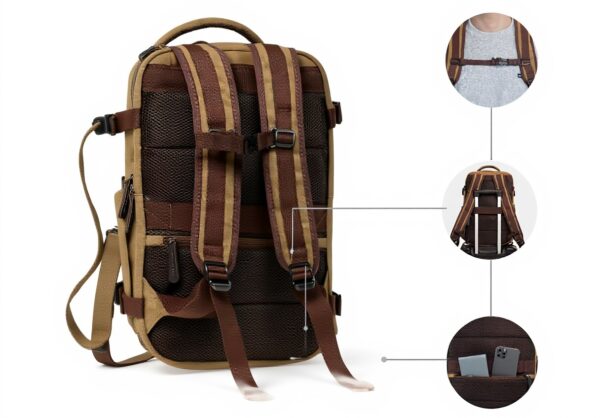 KAUKKO Sac à dos randonnée 40L toile polyester réglable